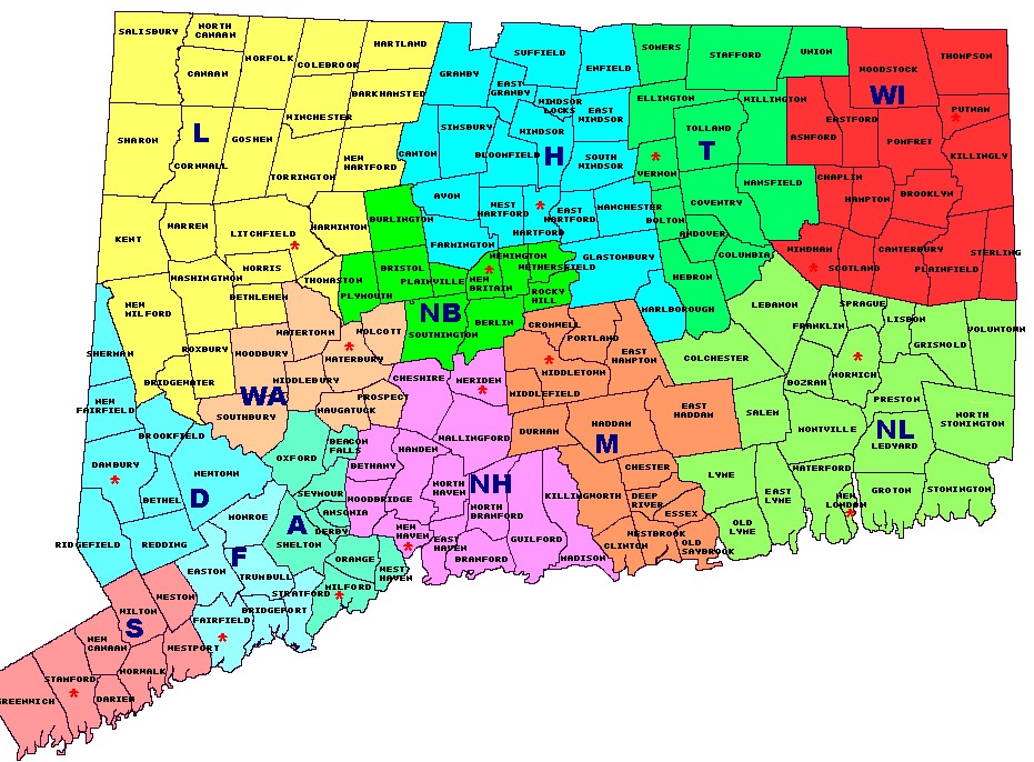 Connecticut service area map